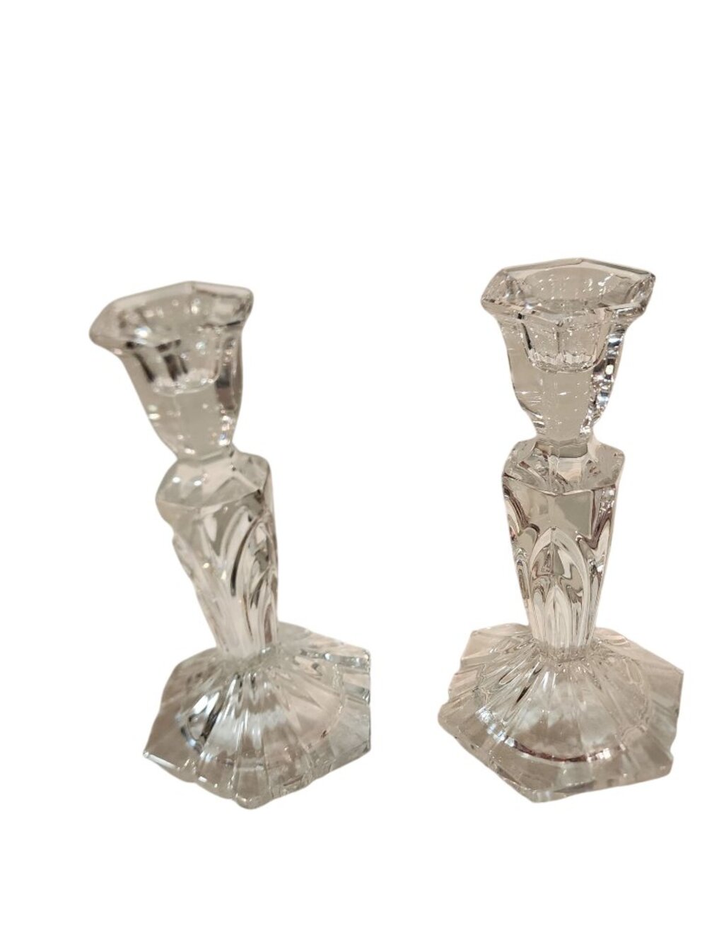 Vintage Fifth Avenue Crystal Palisades Lead Crystal Candlesticks Pair 7"